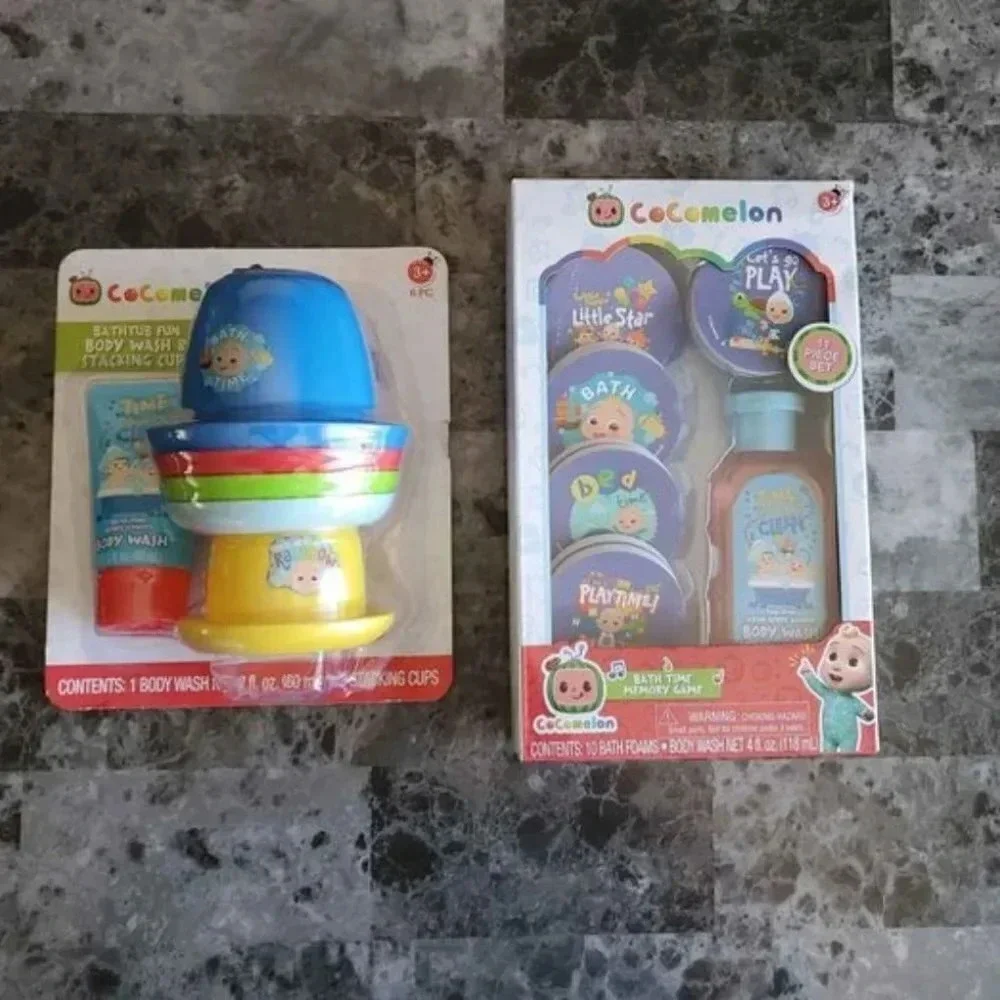 Cocomelon Bathtub Cups Set and Cocomelon Bathtime Memory Game Set